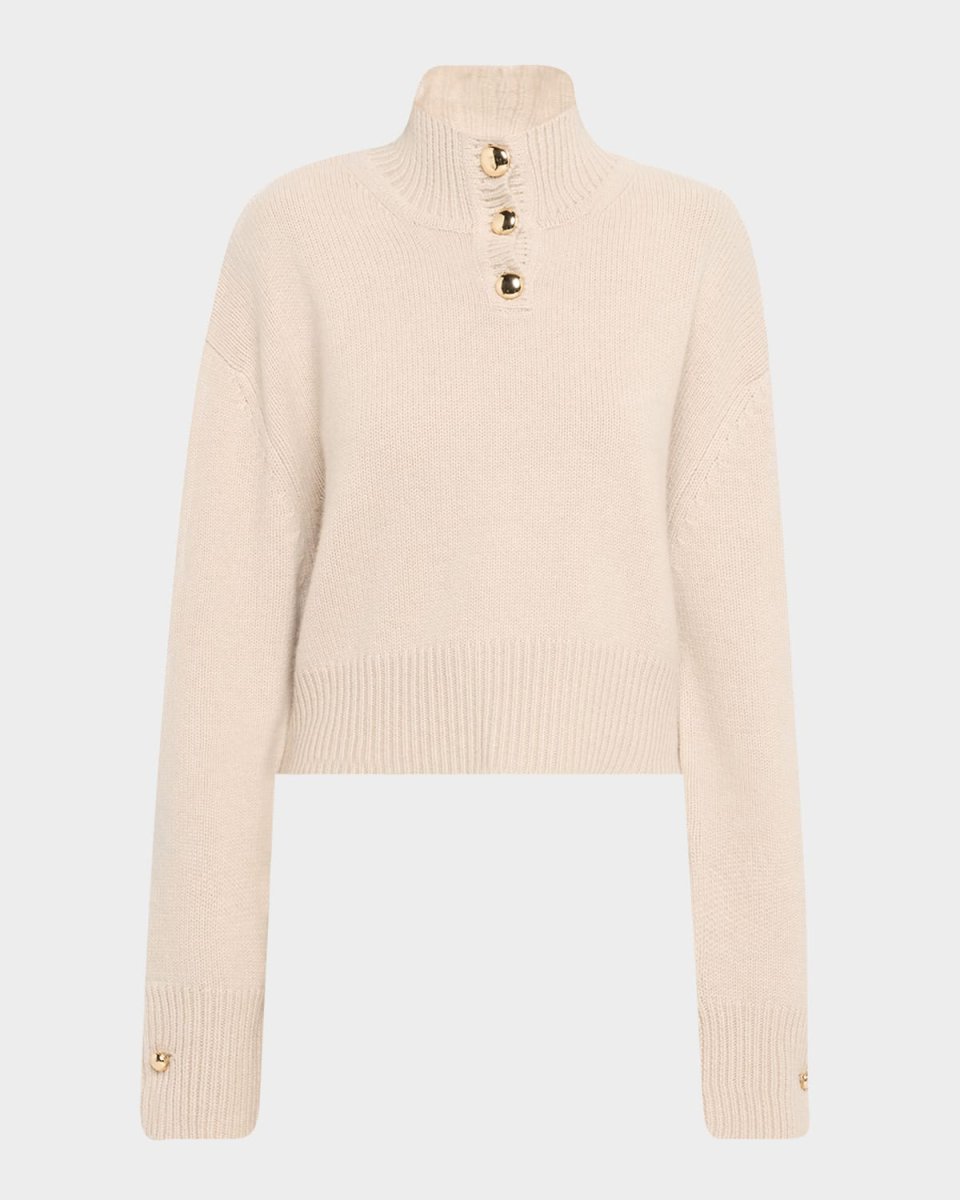 Rowe Macroon-Button Crop Henley Sweat
